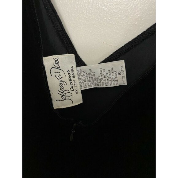 #3718 Jeffrey & Dara Black velour Evenning sleeveless bead fringe dress size 10 - Picture 4 of 6